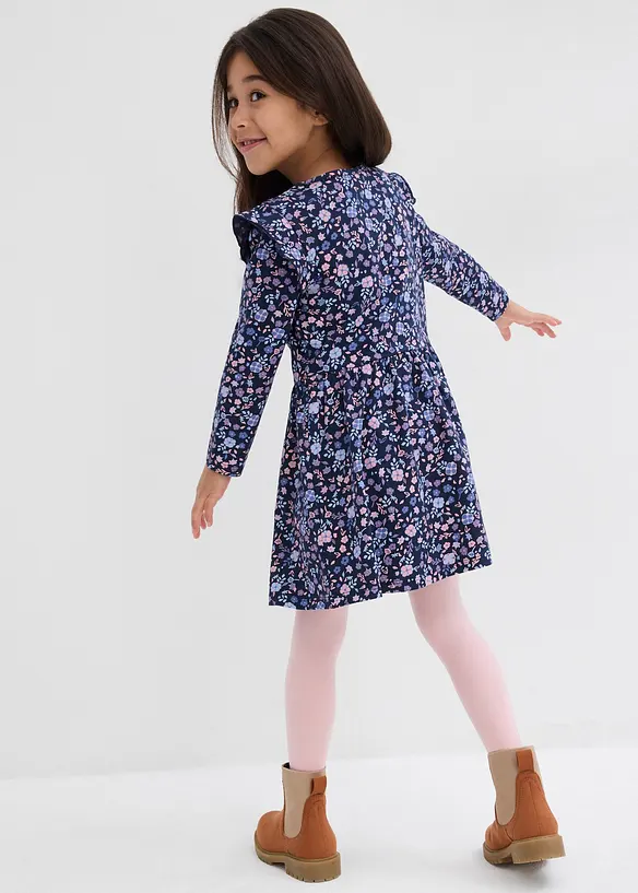 Jerseykleid aus reiner Bio-Baumwolle in blau von hinten (Totalaufnahme) - bonprix