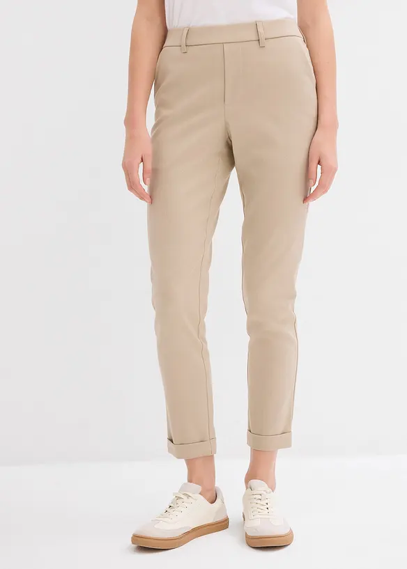 Chinohose aus Viskose-Mix in beige von vorne - bonprix