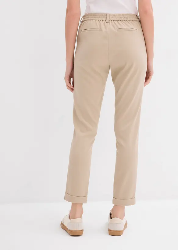 Chinohose aus Viskose-Mix in beige von hinten - bonprix