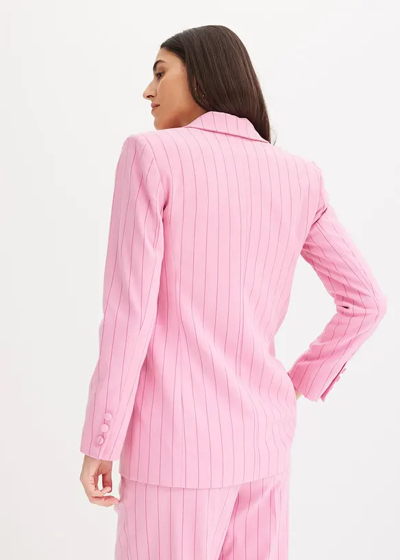 Nadelstreifen Blazer aus softem Viskose-Mix in rosa von hinten (im Anschnitt) - bonprix