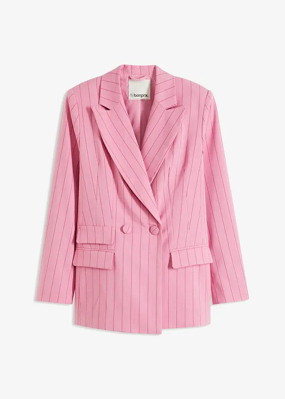 Nadelstreifen Blazer aus softem Viskose-Mix in rosa von vorne - bonprix