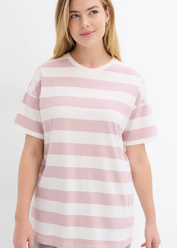 Oversize-Shirt aus reiner Bio-Baumwolle in lila von vorne (im Anschnitt) - bonprix