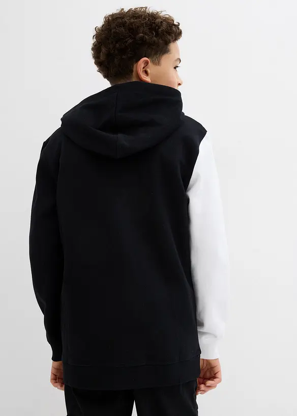 Kapuzen-Sweatjacke in Loose Fit aus reiner Bio-Baumwolle in schwarz von hinten (im Anschnitt) - bonprix