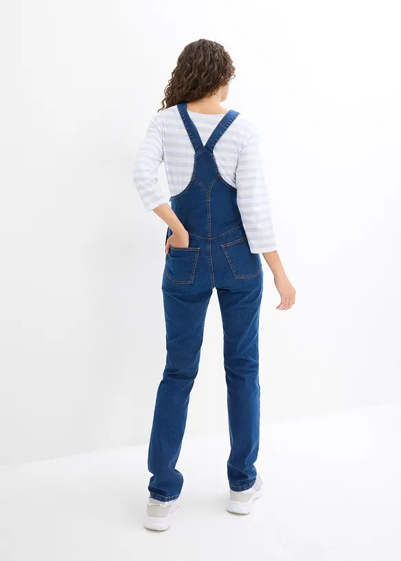 Umstandslatzhose mit verstellbarer Bauchweite, Straight Leg in blau von hinten - bonprix