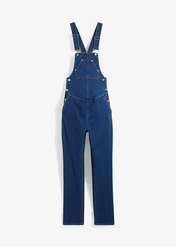 Umstandslatzhose mit verstellbarer Bauchweite, Straight Leg in blau von vorne - bonprix