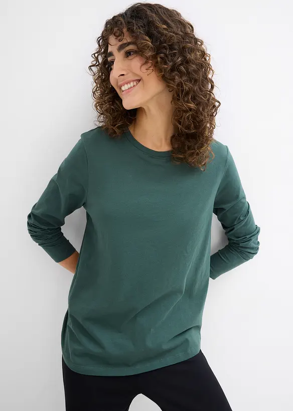 Umstands- und Stillshirts aus Bio-Baumwolle (2er Pack) in grün von vorne (im Anschnitt) - bonprix