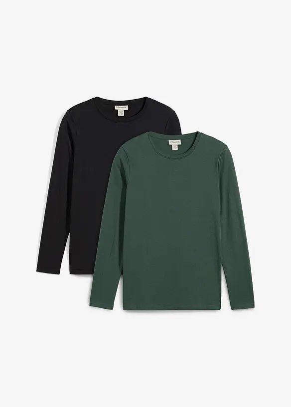 Umstands- und Stillshirts aus Bio-Baumwolle (2er Pack) in grün von vorne - bonprix