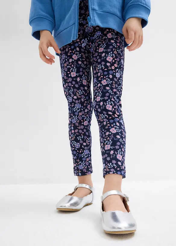 Leggings aus elastischem Baumwoll-Mix  (3er Pack) in lila von vorne - bonprix