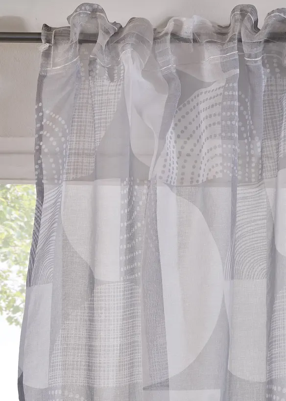 Gardine mit recyceltem Polyester mit Druck (1er Pack) in grau - bonprix