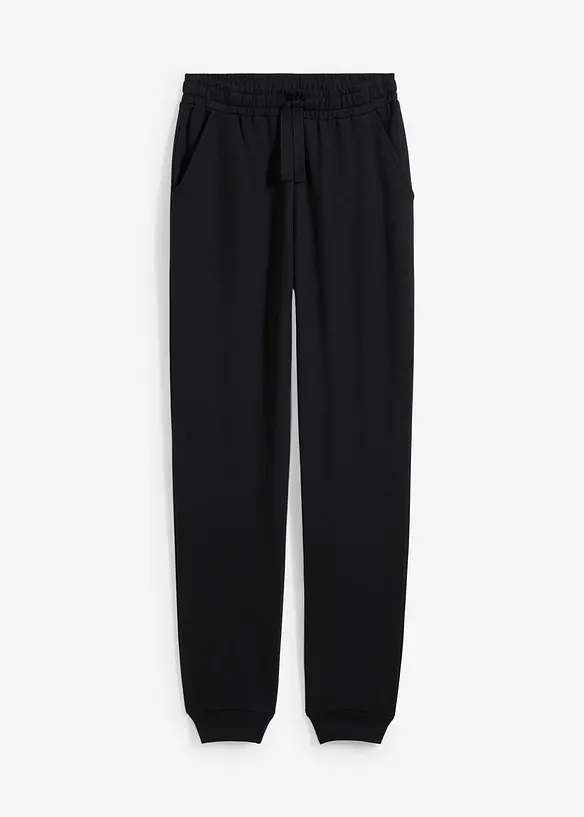 Jogginghose aus weichem Baumwoll-Mix in schwarz von vorne - bonprix