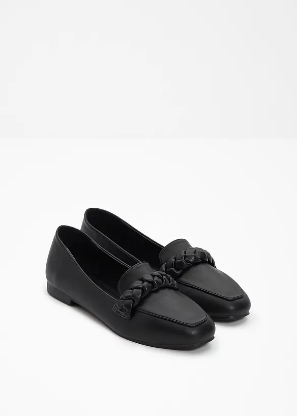 Loafer mit Flechtdetails in schwarz - bonprix