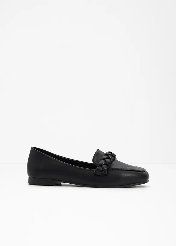 Loafer mit Flechtdetails in schwarz - bonprix