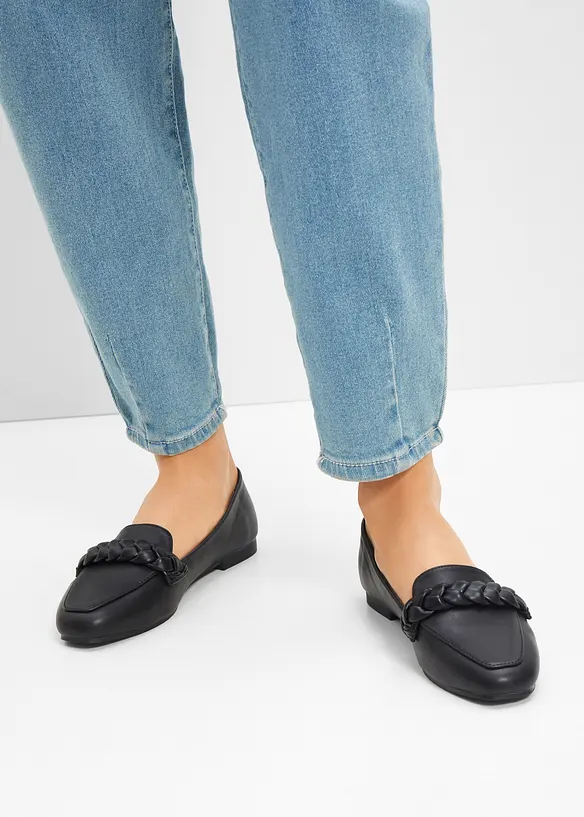 Loafer mit Flechtdetails in schwarz - bonprix