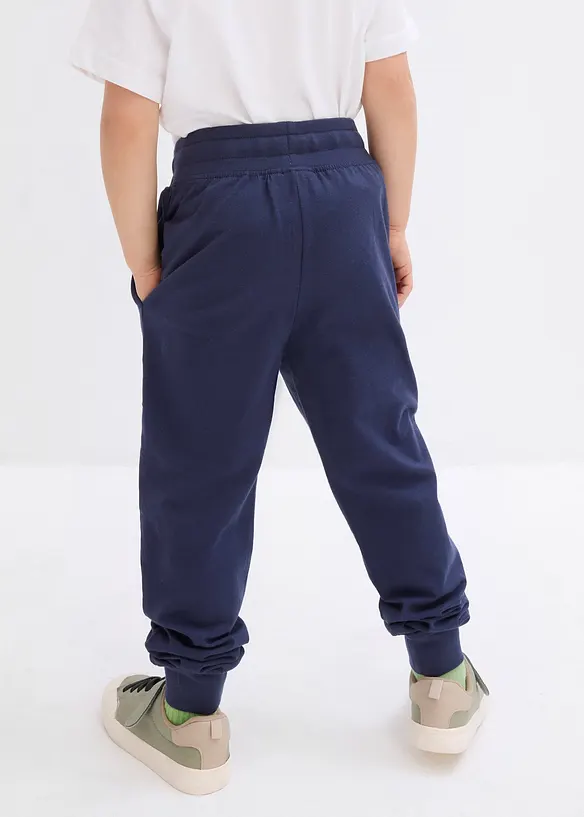 leichte Jogginghose aus reiner Bio-Baumwolle in blau von hinten - bonprix