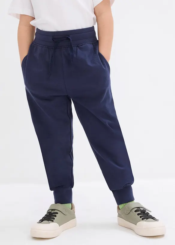 leichte Jogginghose aus reiner Bio-Baumwolle in blau von vorne - bonprix