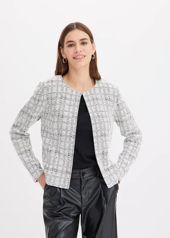 Strickjacke aus Baumwoll-Mix in schwarz von vorne (im Anschnitt) - bonprix