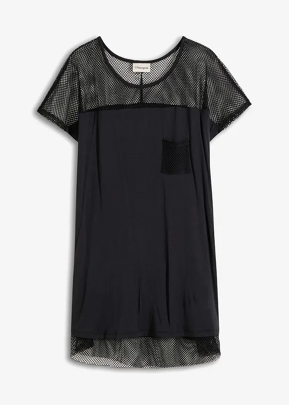 Strand Longshirt aus fließender Viskose in schwarz von vorne - bonprix