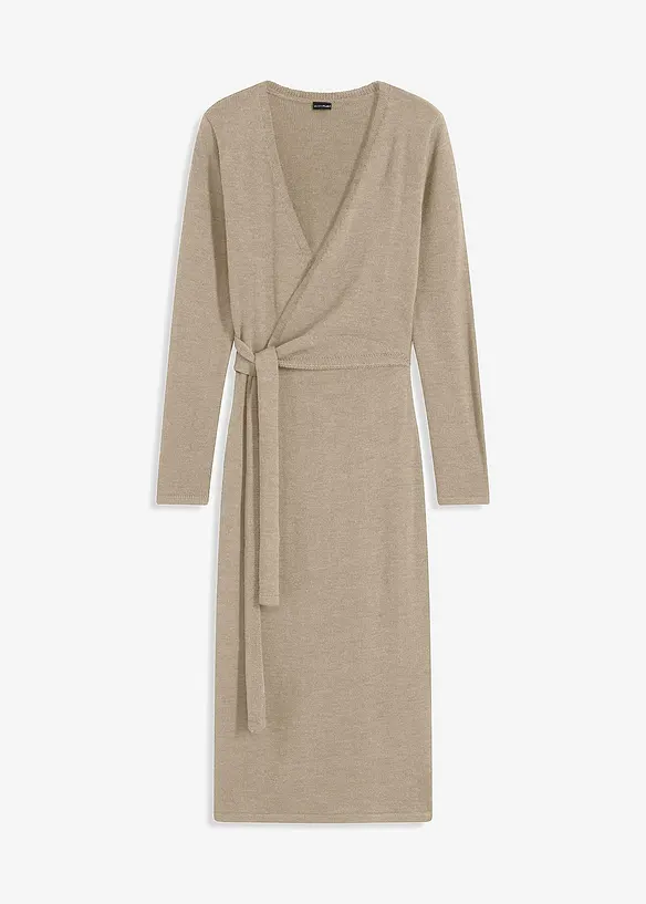 Midi-Strickkleid in beige von vorne - bonprix Midi-Strickkleid in beige von vorne - bonprix