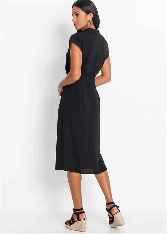 Blusenkleid mit Bindeband in schwarz von hinten (Totalaufnahme) - bonprix Blusenkleid mit Bindeband in schwarz von hinten (Totalaufnahme) - bonprix