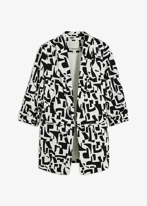 bedruckter Longblazer in weiß von vorne - bonprix