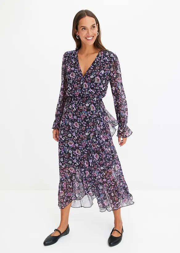 Mesh-Kleid mit floralem Print in rot von vorne (Totalaufnahme) - bonprix Mesh-Kleid mit floralem Print in rot von vorne (Totalaufnahme) - bonprix