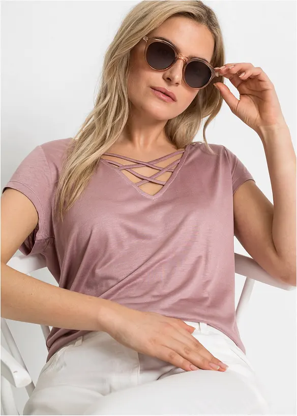 Sonnenbrille mit transparentem Rahmen in beige von vorne (im Anschnitt) - bonprix