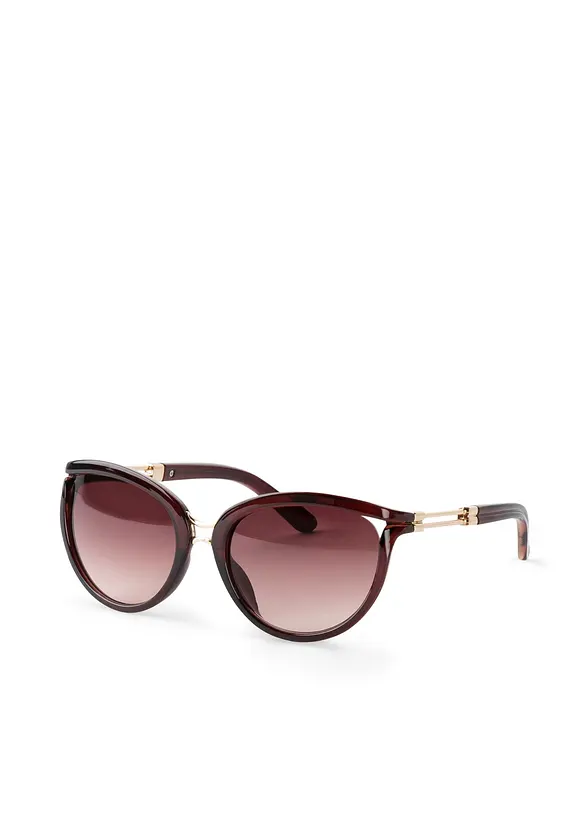 Sonnenbrille mit dekorativem Detail in braun von vorne - bonprix