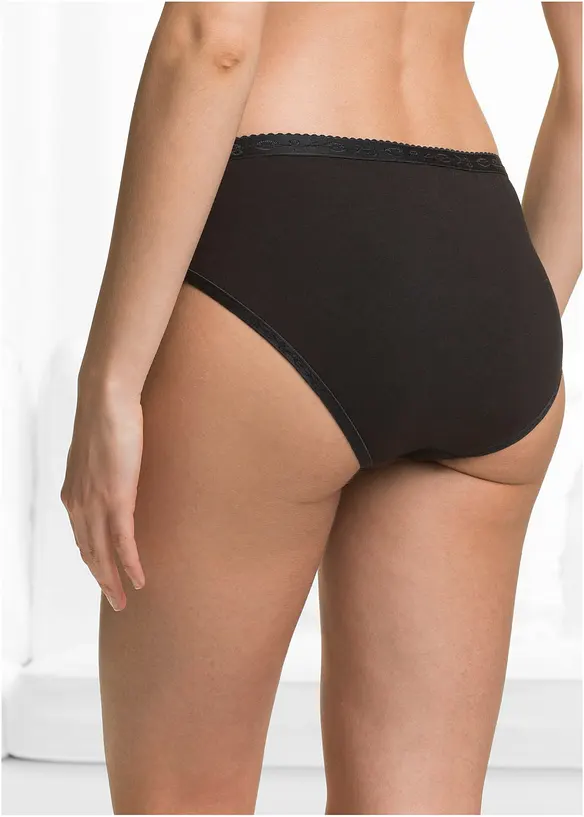Maxislip mit weicher Baumwolle (5er Pack) in schwarz von hinten - bonprix