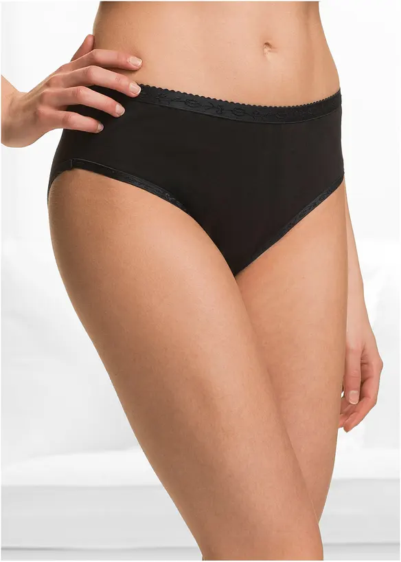 Maxislip mit weicher Baumwolle (5er Pack) in schwarz von vorne - bonprix
