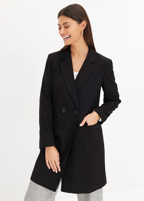 Longblazer in schwarz von vorne (Totalaufnahme) - bonprix