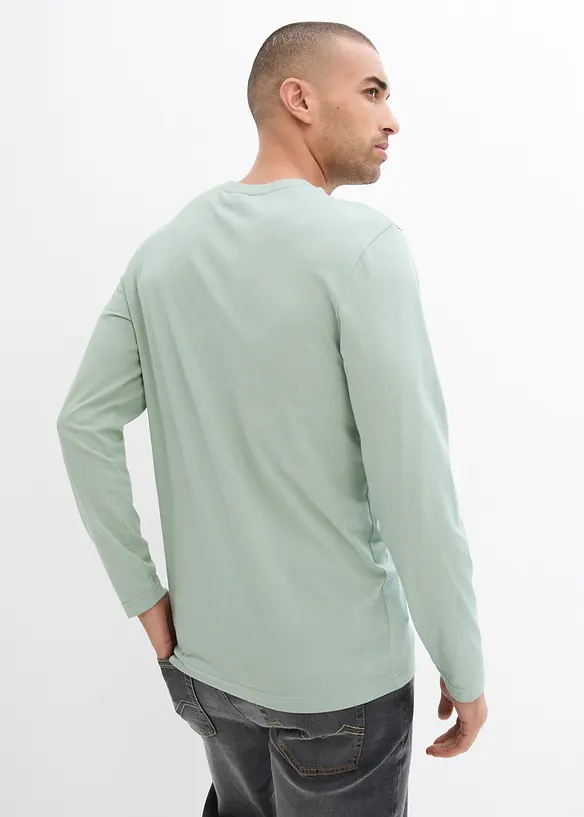 Langarmshirt aus reiner Bio Baumwolle in grün von hinten (im Anschnitt) - bonprix