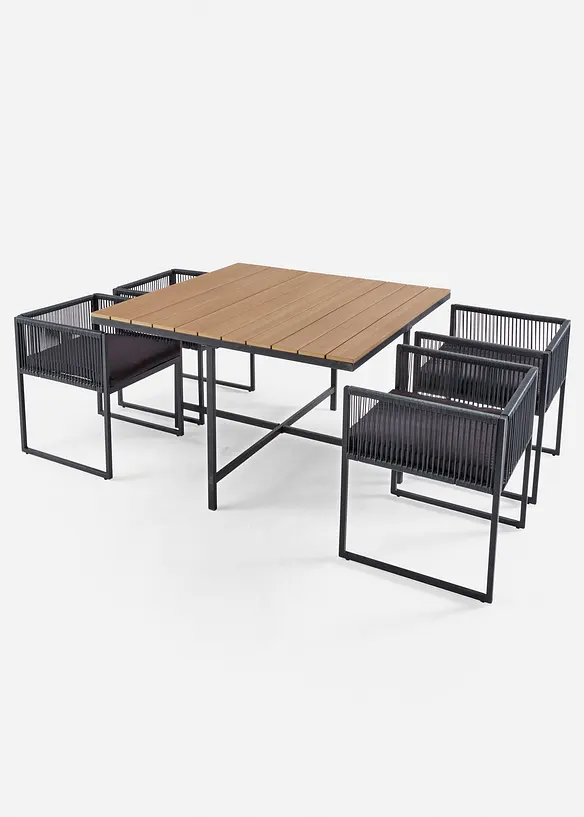 Gartenmöbel Set (5-tlg. Set) in schwarz - bonprix