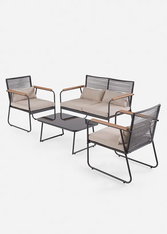 Gartenmöbel Set (4-tlg. Set) in grau - bonprix
