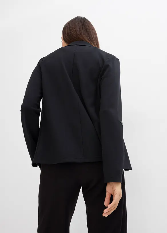 Sweatblazer aus Viskose-Mix in schwarz von hinten (im Anschnitt) - bonprix