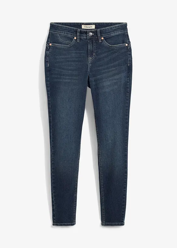 Skinny Jeans Mid Waist, Stretch in blau von vorne - bonprix