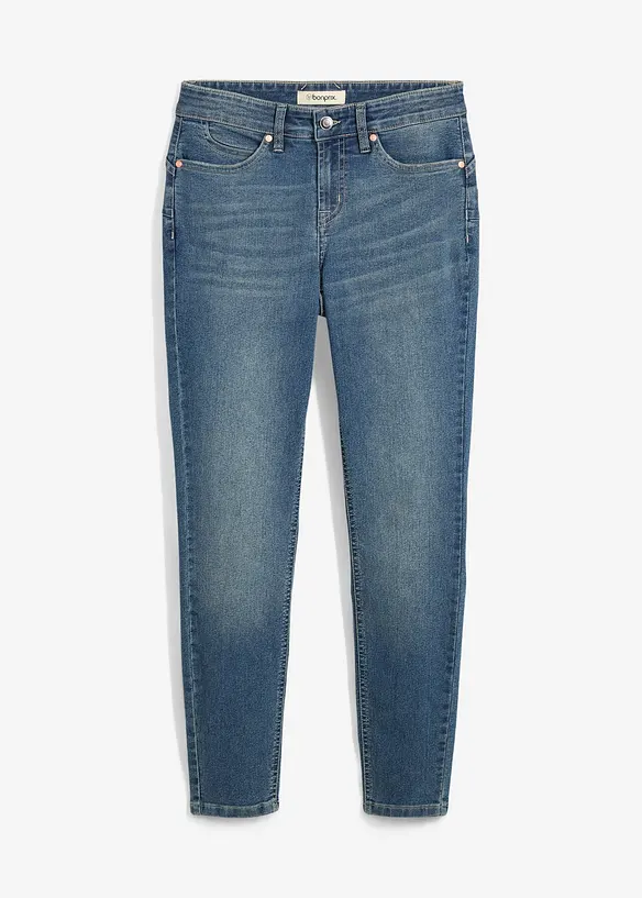 Skinny Jeans Mid Waist, Stretch in blau von vorne - bonprix