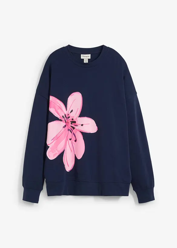 Oversize-Sweatshirt in blau von vorne - bonprix