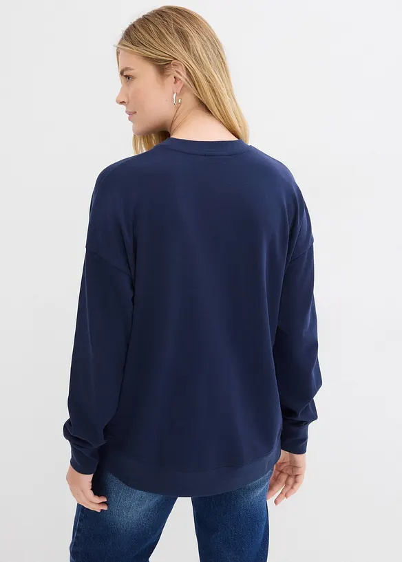 Oversize-Sweatshirt in blau von hinten (im Anschnitt) - bonprix