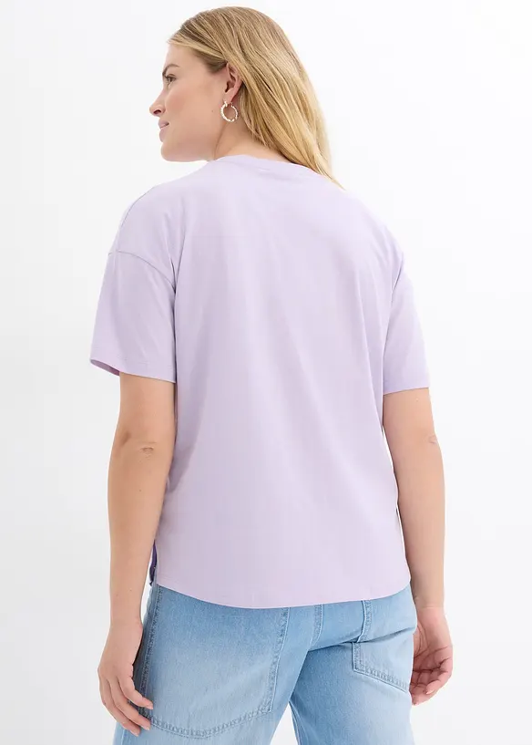 Oversize-Boxyshirt aus Bio-Baumwolle in lila von hinten (im Anschnitt) - bonprix