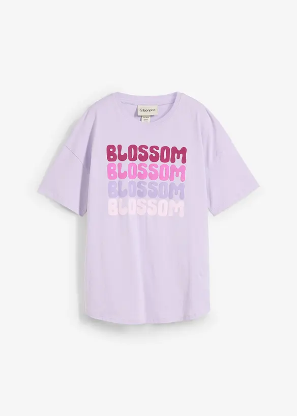 Oversize-Boxyshirt aus Bio-Baumwolle in lila von vorne - bonprix
