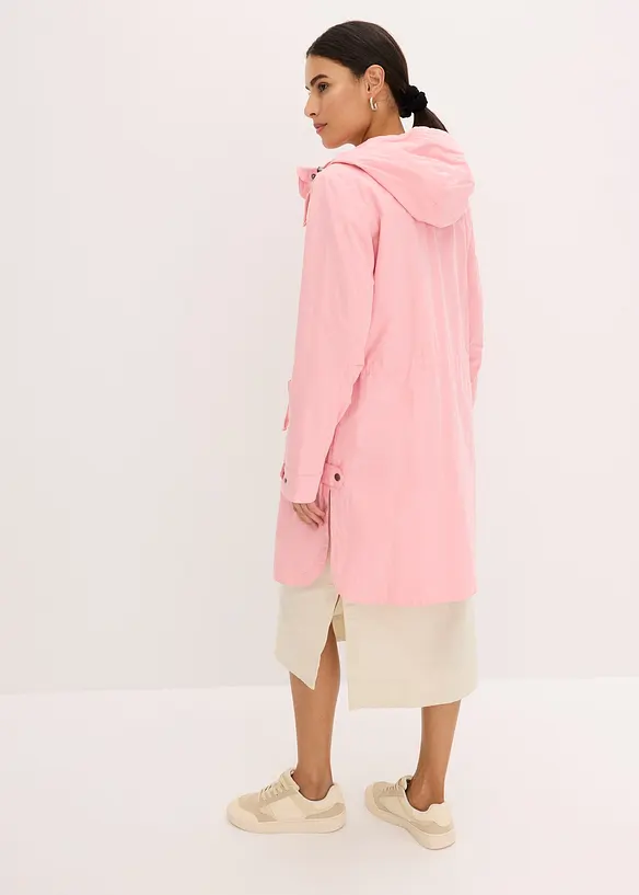 Long-Parka mit Kapuze in rosa von hinten (Totalaufnahme) - bonprix