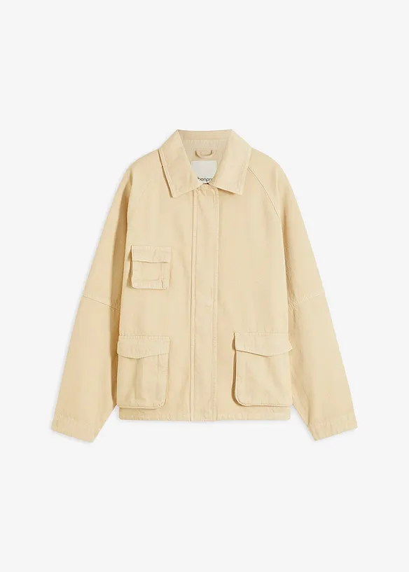 Oversize Jacke in beige von vorne - bonprix