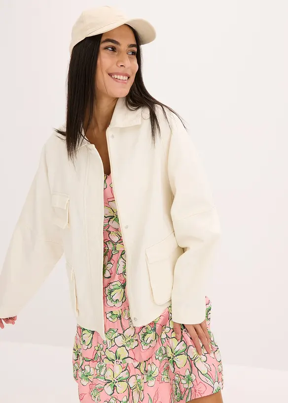 Oversize Jacke in beige von vorne (im Anschnitt) - bonprix