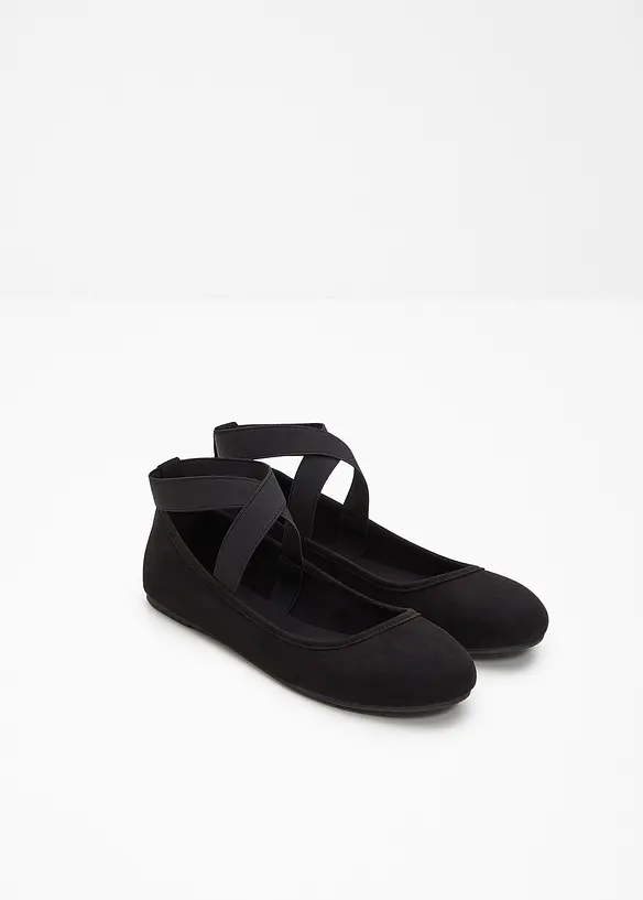 Ballerinas mit elastischen Riemen in schwarz - bonprix