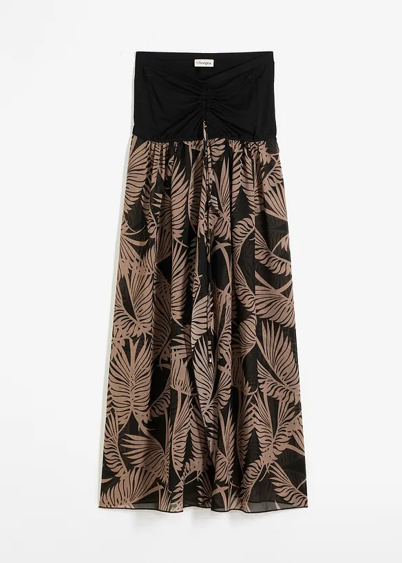 Bandeau-Strandkleid aus leichtem Chiffon in schwarz von vorne - bonprix