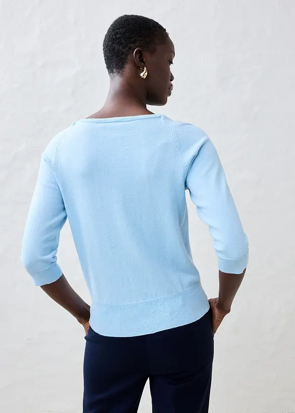 Pullover mit Seidenanteil in blau von hinten (im Anschnitt) - bonprix