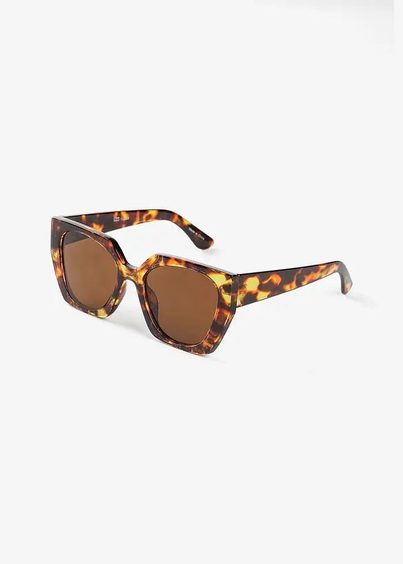 Eckige Sonnenbrille in Schildpattoptik in braun von vorne - bonprix