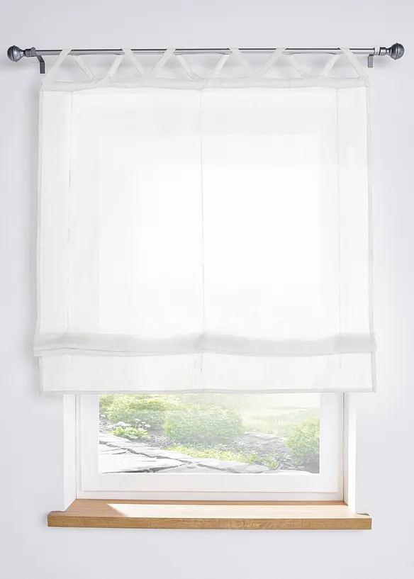 Bändchenrollo in Leinenoptik in beige - bonprix