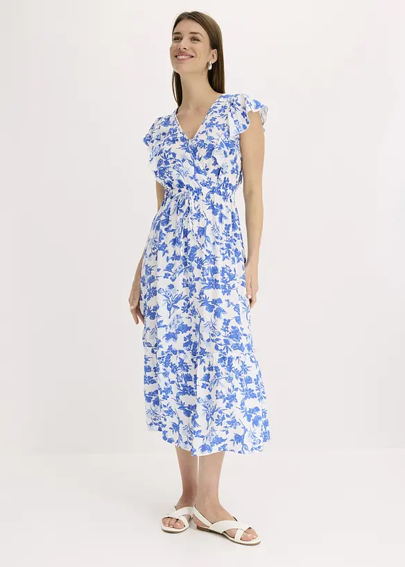 Midikleid aus fließender Viskose in weiß von vorne (Totalaufnahme) - bonprix Midikleid aus fließender Viskose in weiß von vorne (Totalaufnahme) - bonprix