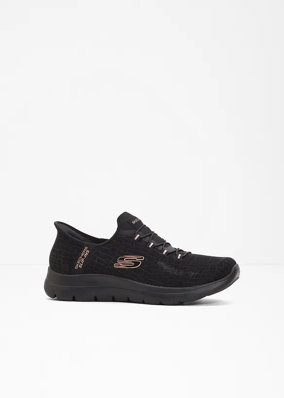 Skechers Komfort-Slip-In-Sneaker mit Memory Foam in schwarz von vorne - Skechers